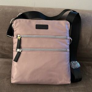 Anne Klein sport dusty rose color messengerer bag.